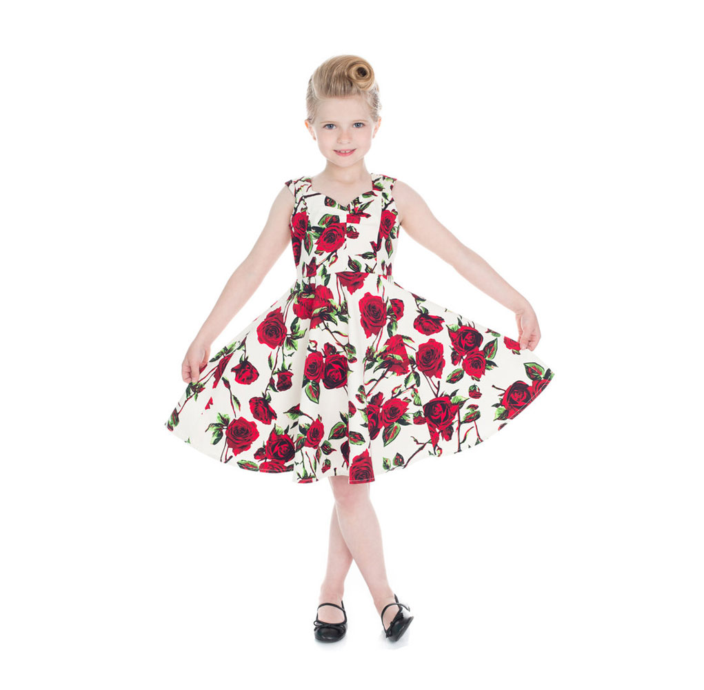 Ditsy Rose Kids Swing Dress Floral Summer-11 - 12 Jaar | Hearts and Roses