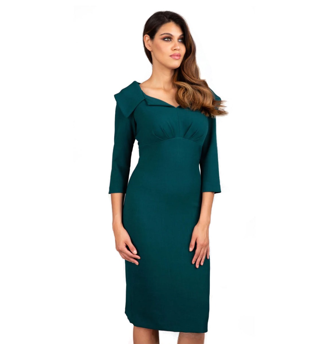 Diva Catwalk Venetia Pencil Dress Forest Green-XXL | Fiftiesstore