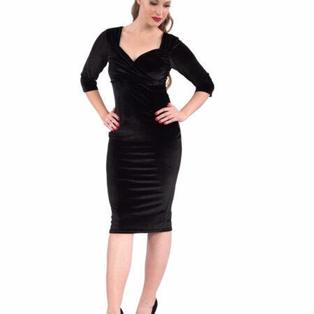 Diva Dress Velvet Black 3/4 sleeve-L | Rock Steady