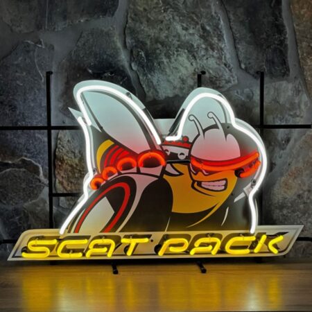 Dodge Scat Pack Neon Verlichting 76 x 47 cm - Wit
