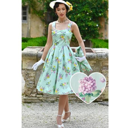 Dolly & Dotty Amanda Pastel Flower Swing Dress Light Blue -2XL | Dolly and Dotty