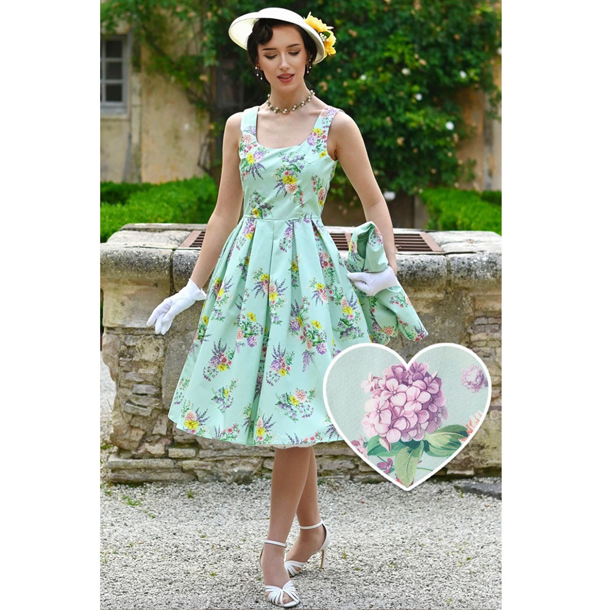 Dolly & Dotty Amanda Pastel Flower Swing Dress Light Blue -2XL | Dolly and Dotty
