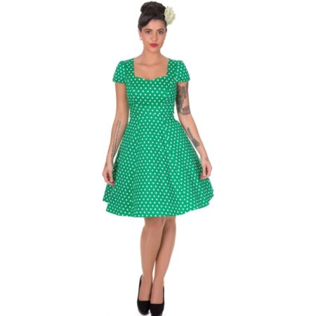 Dolly & Dotty Claudia Swing Dress Polka Dark Green-2XL | Dolly and Dotty