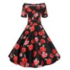 Dolly & Dotty Darlene Dress Black Red & Pink Roses-M | Dolly and Dotty