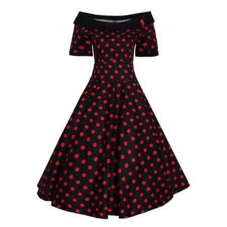 Dolly & Dotty Darlene Dress Black Red Polka-XXXXXL | Dolly and Dotty