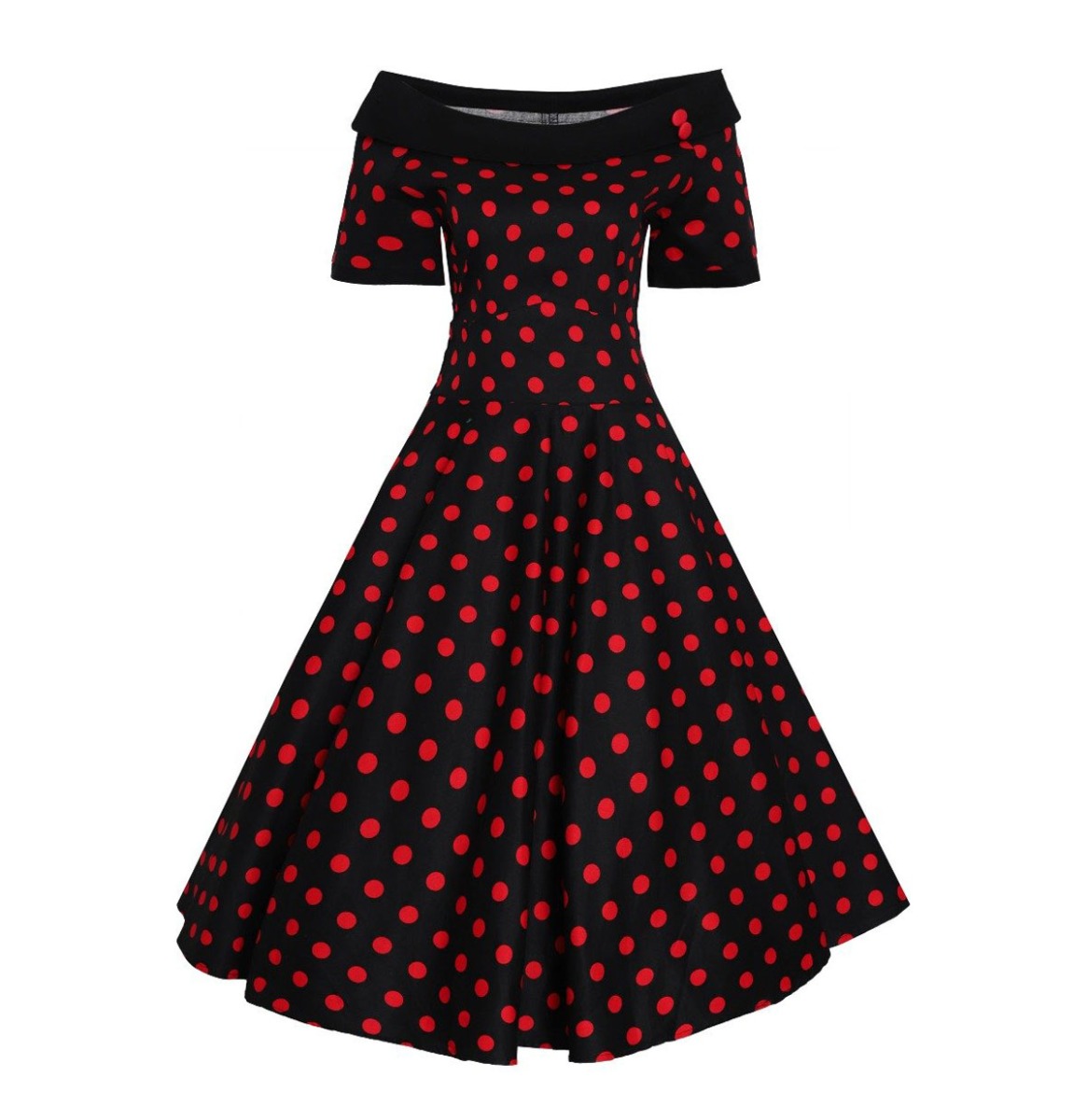 Dolly & Dotty Darlene Dress Black Red Polka-XXXXXL | Dolly and Dotty