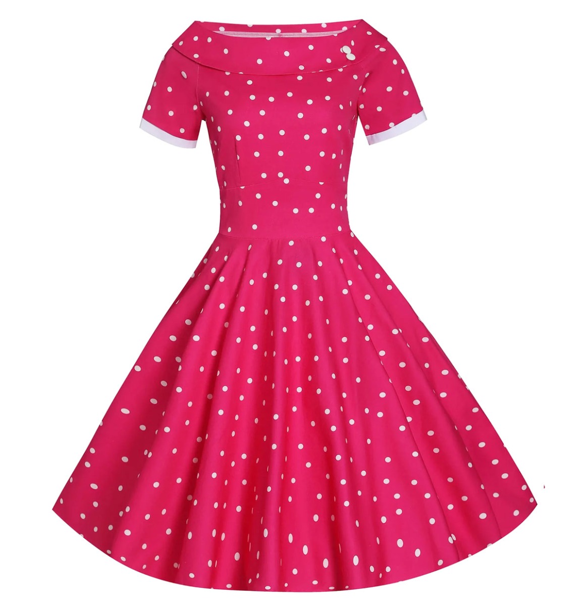 Dolly & Dotty Darlene Polka Swing Dress Hot Pink-L | Dolly and Dotty