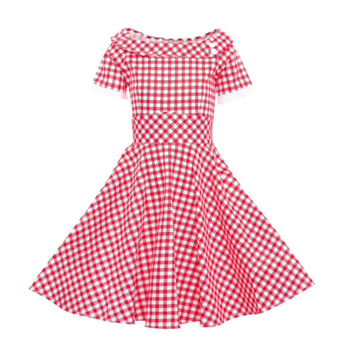 Dolly & Dotty Darlene Swing Dress Gingham Kids Red White-11 - 12 Jaar | Dolly and Dotty