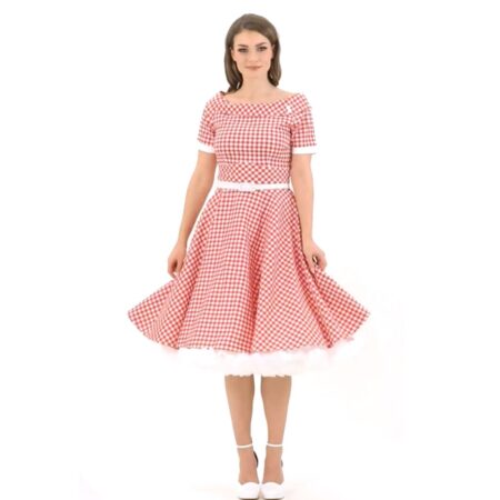 Dolly & Dotty Darlene Swing Dress Gingham Red & White -XXXXXL | Dolly and Dotty