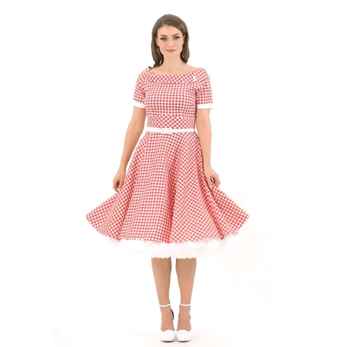 Dolly & Dotty Darlene Swing Dress Gingham Red & White -XXXXXL | Dolly and Dotty
