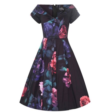 Dolly & Dotty Lily Swing Dress Peony Black-XL | Dolly and Dotty