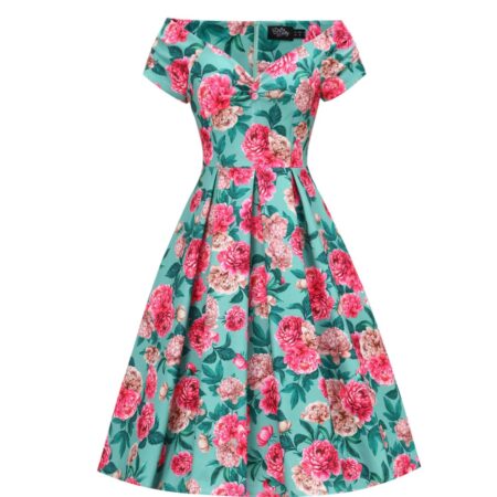 Dolly & Dotty Lily Swing Dress Pink Peony Mint-2XL | Dolly and Dotty