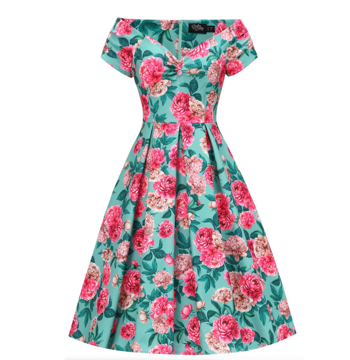 Dolly & Dotty Lily Swing Dress Pink Peony Mint-2XL | Dolly and Dotty