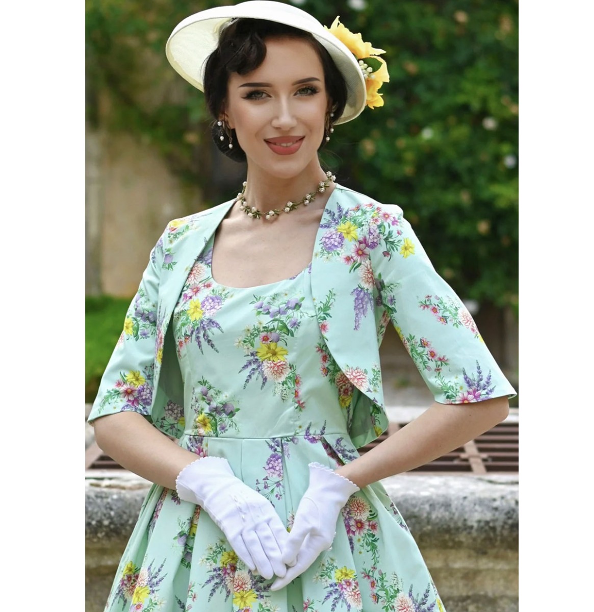 Dolly & Dotty Lisette Bolero Pastel Flower Mint-2XL | Dolly and Dotty