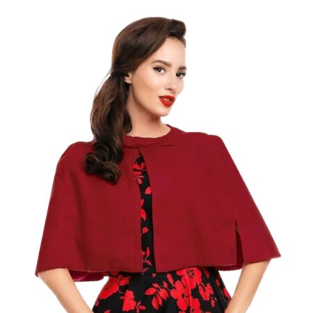 Dolly & Dotty Sabrina Cape Burgundy-XL/2XL | Dolly and Dotty