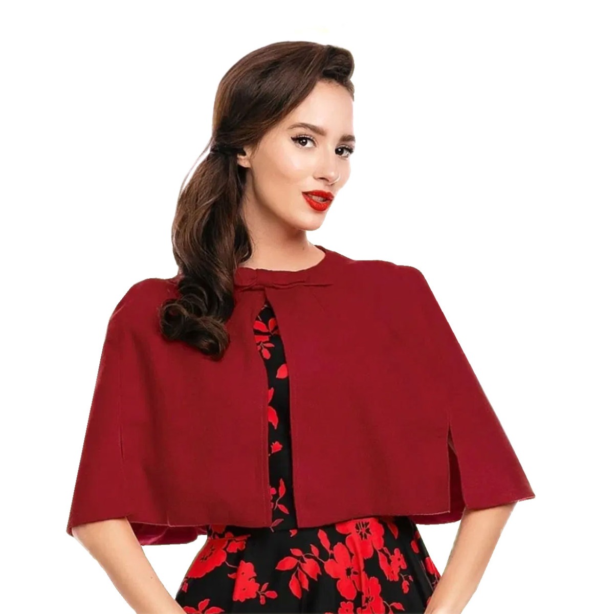 Dolly & Dotty Sabrina Cape Burgundy-XL/2XL | Dolly and Dotty