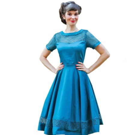 Dolly & Dotty Tess Lace Embroidered Dress Peacock-2XL | Dolly and Dotty