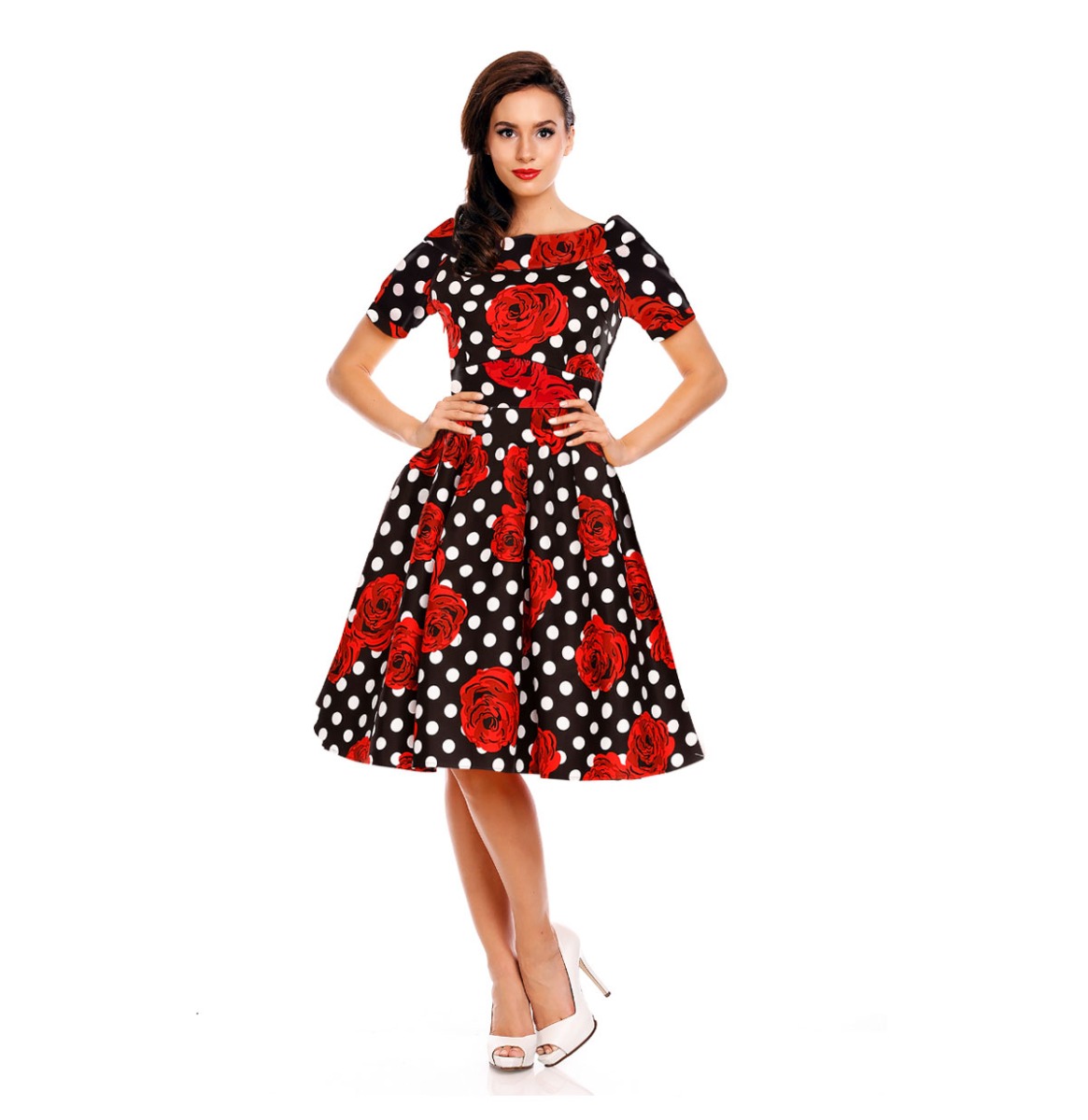 Dolly and Dotty Darlene Collar Dress Rose Polka -34 (NL)/ 8 (UK) | 42% korting | Dolly and Dotty
