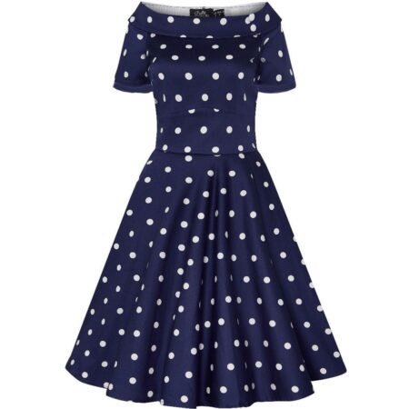 Dolly and Dotty Darlene Collar Polka Dot Dress Navy / White-36 (NL) /10 (UK) | 17% korting | Dolly and Dotty