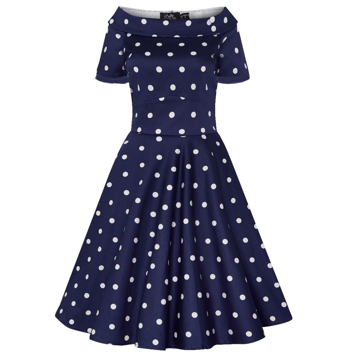Dolly and Dotty Darlene Collar Polka Dot Dress Navy / White-36 (NL) /10 (UK) | 17% korting | Dolly and Dotty