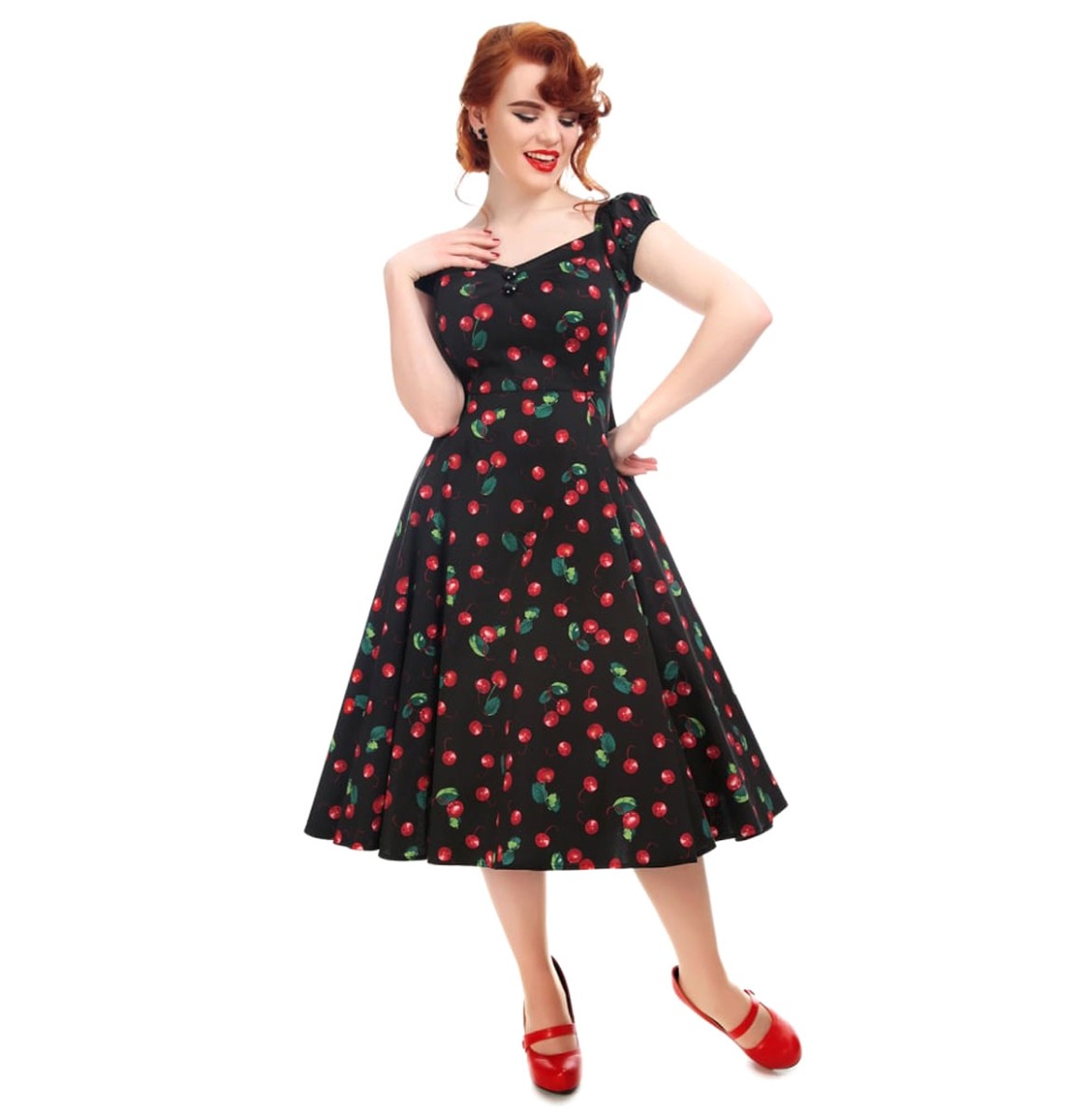 Dolores Doll Dress 50s Cherry Print-34 (NL)/ 8 (UK) | 49% korting | Collectif