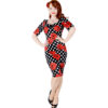 Dolores Polka Dot Rose Half Sleeve Dress-XS | 49% korting | Collectif