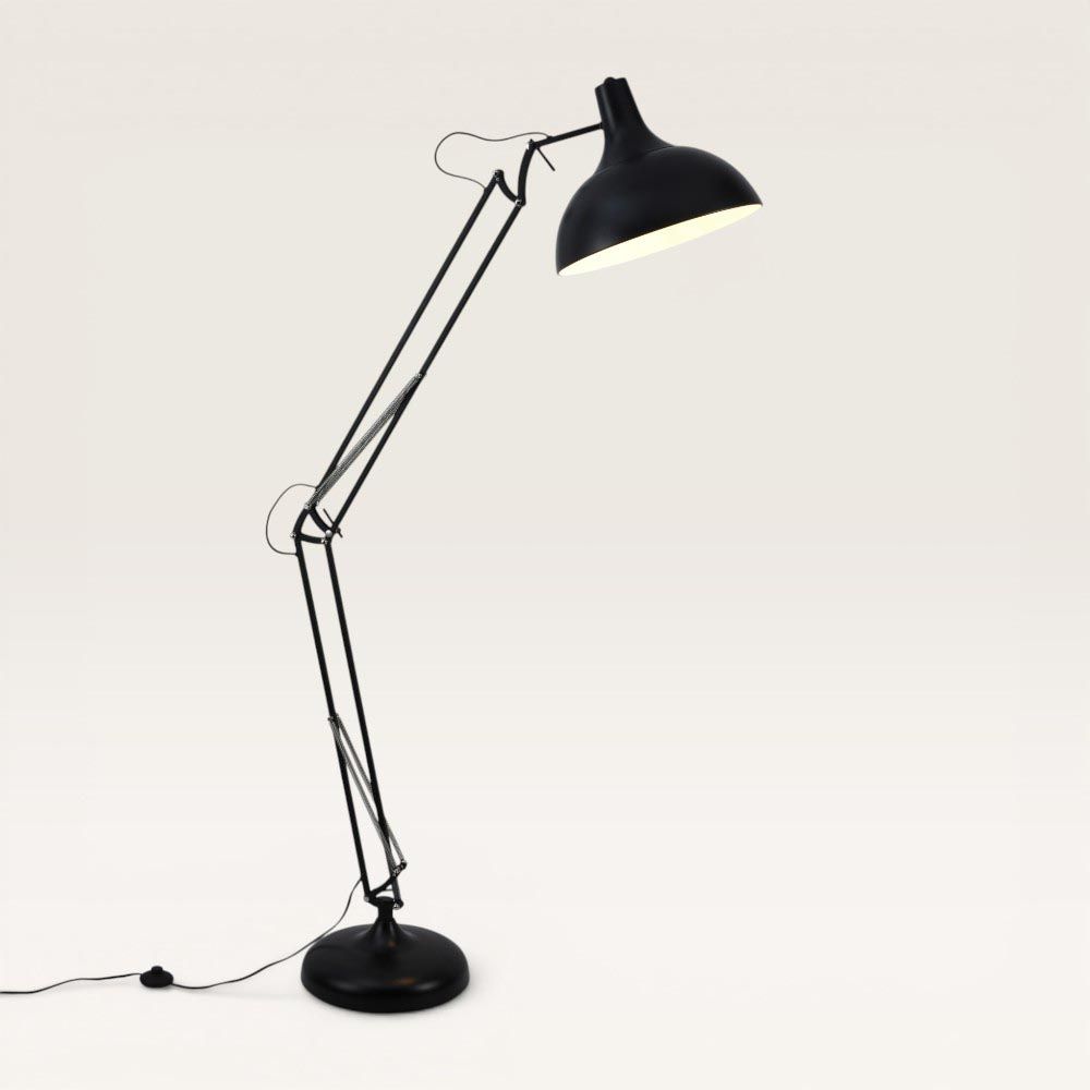 Dorsen - Zwarte Staande lamp Metaal 180 cm - Modern design - Woonkamer lamp - In hoogte verstelbaar - E27 fitting - Met voetschakelaar | LUSENZ