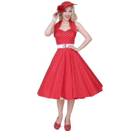 Dots Dress Red-46 (NL)/ 20 (UK) | 46% korting | Vivien of Holloway