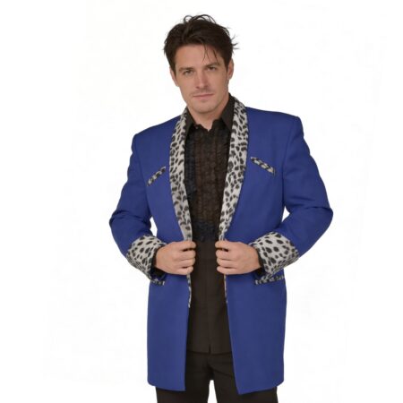 Drape Jacket Blauw / Wit Ocelot size 52 | 19% korting | Fiftiesstore