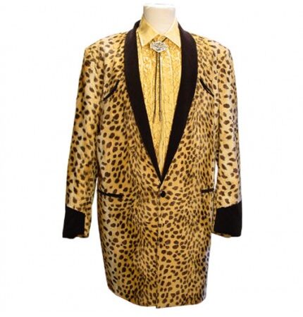 Drape Jacket Gold Ocelot / Black Velvet-54 | 43% korting | Fiftiesstore