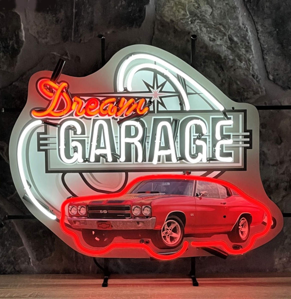 Dream Garage Chevrolet SS Chevelle Neon Verlichting 69 x 58 cm - Rood
