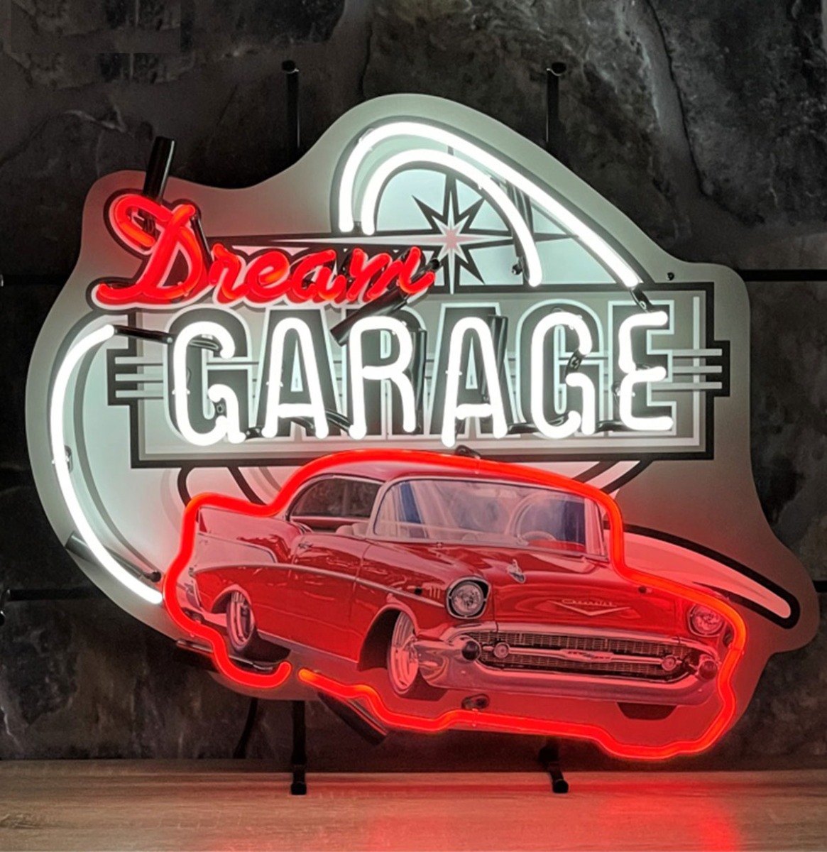 Dream Garage Chevy 57' Chevrolet Neon Verlichting 69 x 58 cm - Rood