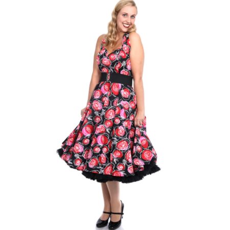 Dress Black Red Roses-34 (NL)/ 8 (UK) | Vivien of Holloway