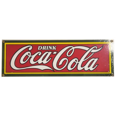 Drink Coca-Cola Emaille Bord - 46 x 15 cm - Ande Rooney 1989 | Coca-Cola