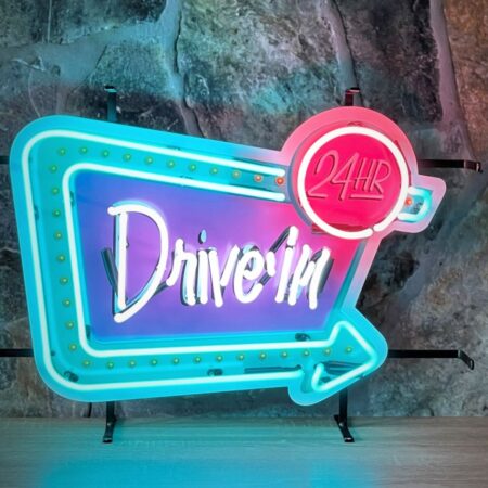 Drive-In 24 Hr Neon Verlichting 70 x 50 cm - Turquoise
