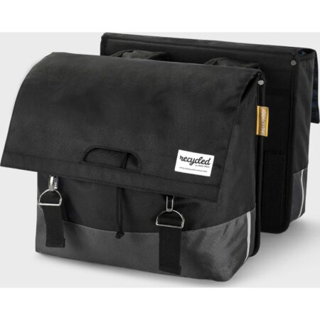 Dubbele Fietstas 55 liter recycled Zwart Grijs | URBAN PROOF