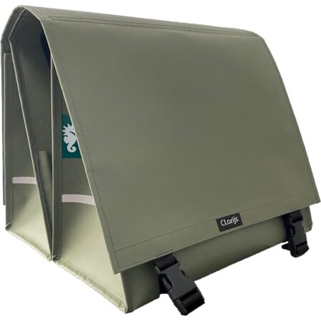 Dubbele Fietstas XL PVC 46L matt olijf | Clarijs