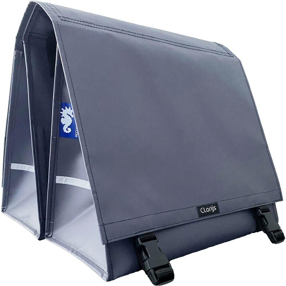 Dubbele Fietstas XL PVC 46L met uitsparing matt grijs | Clarijs