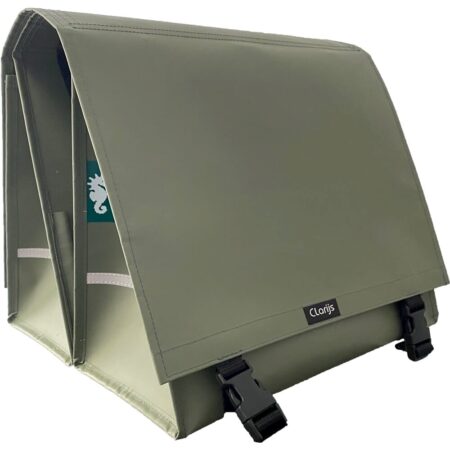 Dubbele Fietstas XL PVC 46L met uitsparing matt olijf | Clarijs