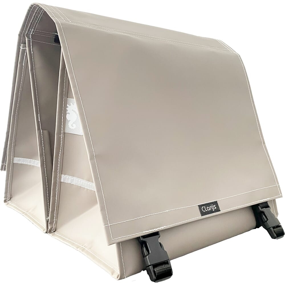 Dubbele Fietstas XL PVC 46L met uitsparing matt taupe | Clarijs