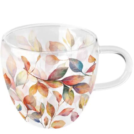 Dubbelwandig glas Colourful leaves 200ml | Ambiente