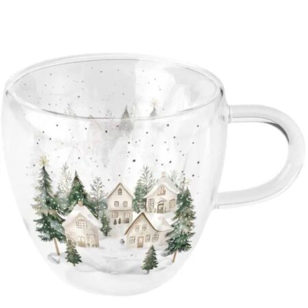 Dubbelwandig glas Snowy houses 200ml | Ambiente