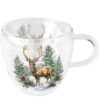 Dubbelwandig glas Winter stag 200ml | Ambiente