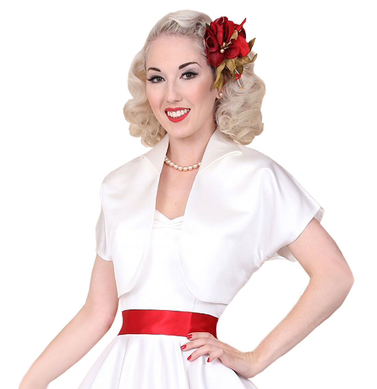 Duchess Satin Bolero White-XL | 36% korting | Vivien of Holloway
