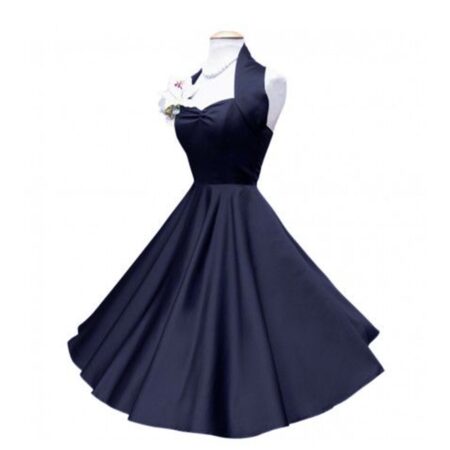 Duchess Satin Dress Navy-40 | Fiftiesstore