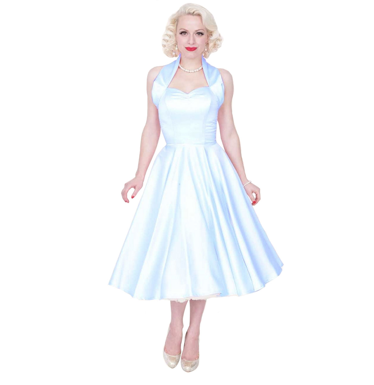 Duchess Satin Dress Pale Blue-36 (NL) / 10 (UK) | 47% korting | Vivien of Holloway
