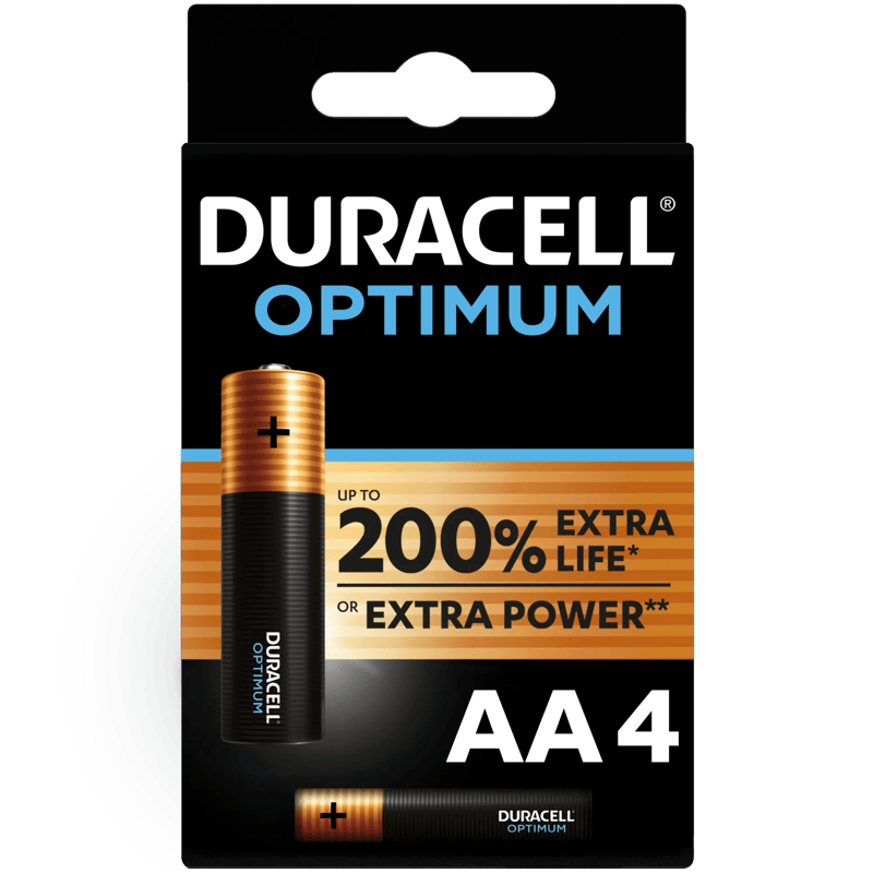 Duracell Alkaline Optimum AA-batterijen 4 stuks