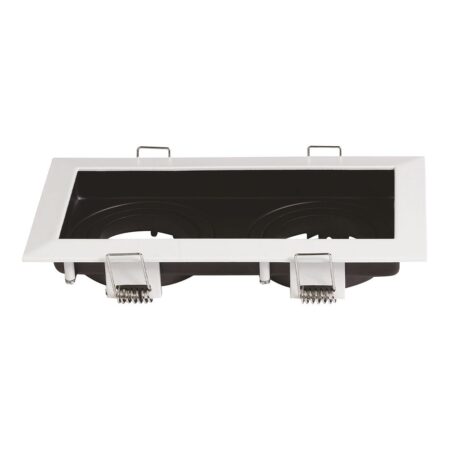 Durham Dubbel LED Inbouwspot - Kantelbaar armatuur - 10x18 cm - GU10 Fitting incl. lamphouder - Vierkant - IP20 voor binnen - Wit | HOFTRONIC