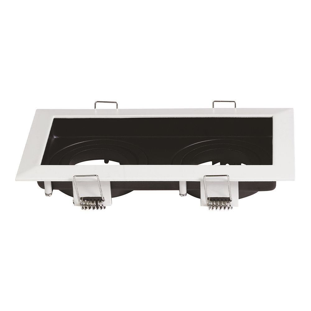 Durham Dubbel LED Inbouwspot - Kantelbaar armatuur - 10x18 cm - GU10 Fitting incl. lamphouder - Vierkant - IP20 voor binnen - Wit | HOFTRONIC