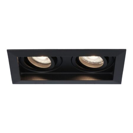 Durham Dubbel LED inbouwspot vierkant - 8 Watt 690 Lumen - 4000K neutraal wit - GU10 - Dimbaar Kantelbaar - Voor binnen - Zwart | HOFTRONIC